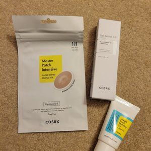 COSRX set of 3 (Major Patch Itensive Hydrocolloid, Retinol .1, Cleanser)